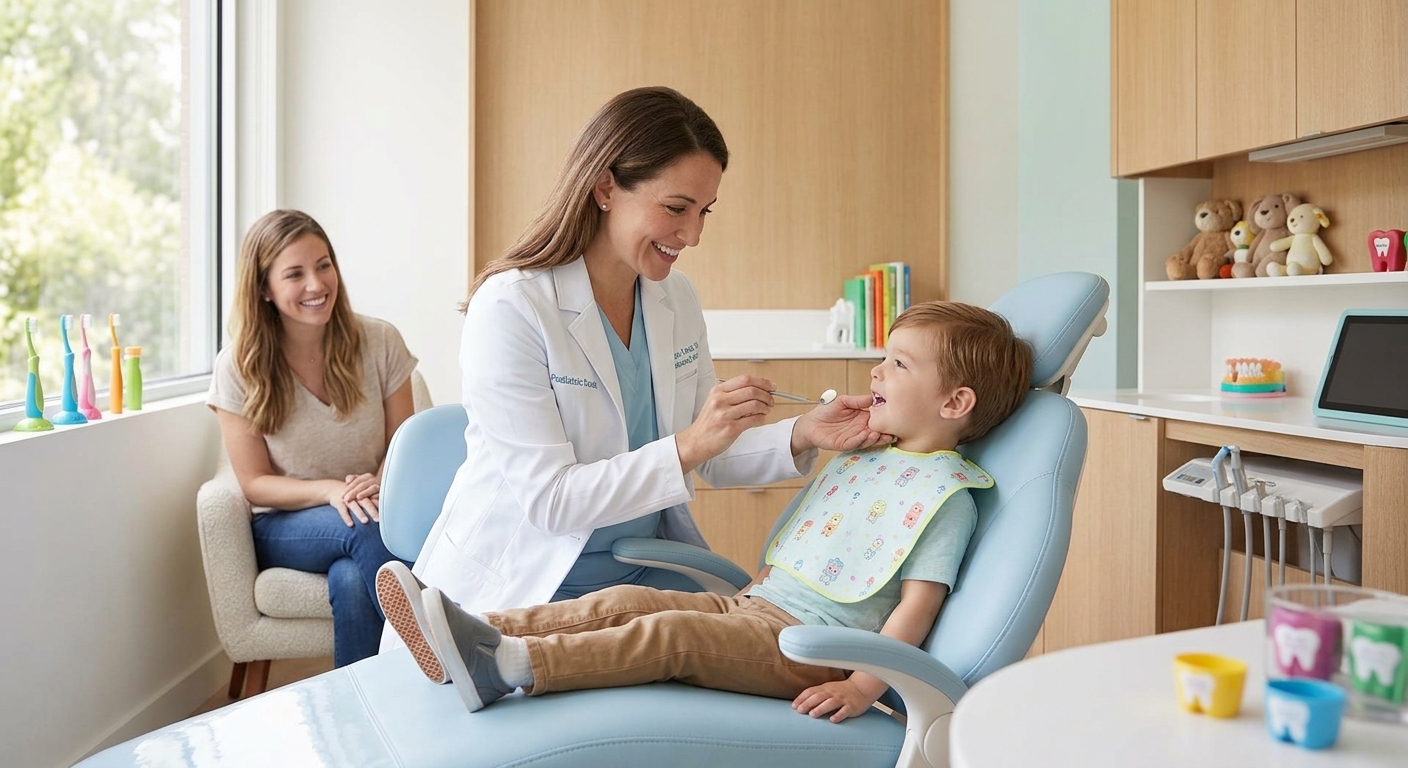 Niño sonriente en una cita dental pediátrica cálida y amigable en Tijuana — Dr. Rodolfo Castro