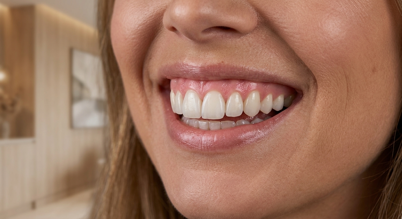 Close-up of a natural, radiant smile after porcelain veneers in Tijuana — Dr. Rodolfo Castro